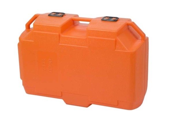 PA-Transportkoffer orange, Platz für einen Pressluftatmer mit Einzelflasche, Lungenautomat und Maske