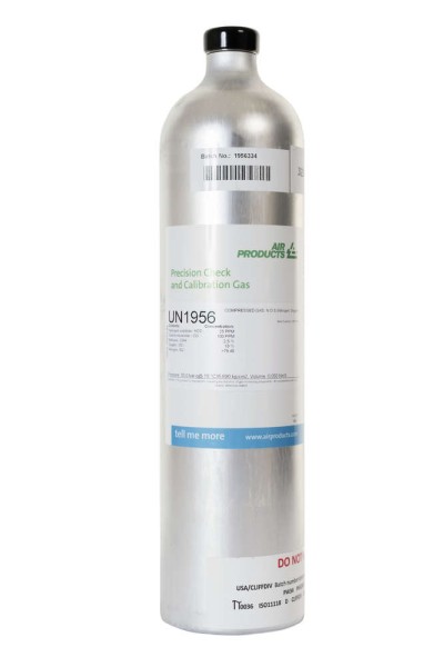 Prüfgas 58 l Flasche 50 ppm H2S / 0.75 % Iso-Butan / 12 % O2 in Stickstoff